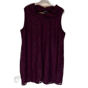 Lane Bryant Sleeveless Sheath Dress 24 Purple Lace Cowl Neck Business Casual